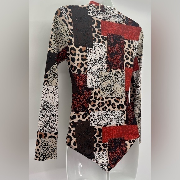 BOOHOO Women's Multicolored Animal Print Polyester Bodysuit One-Piece Size 4 - Picture 7 of 10
